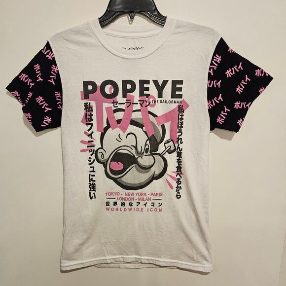 Popeye Tops - 'Popeye the Sailorman' short sleeve graphic tee Small cartoon classic spinach